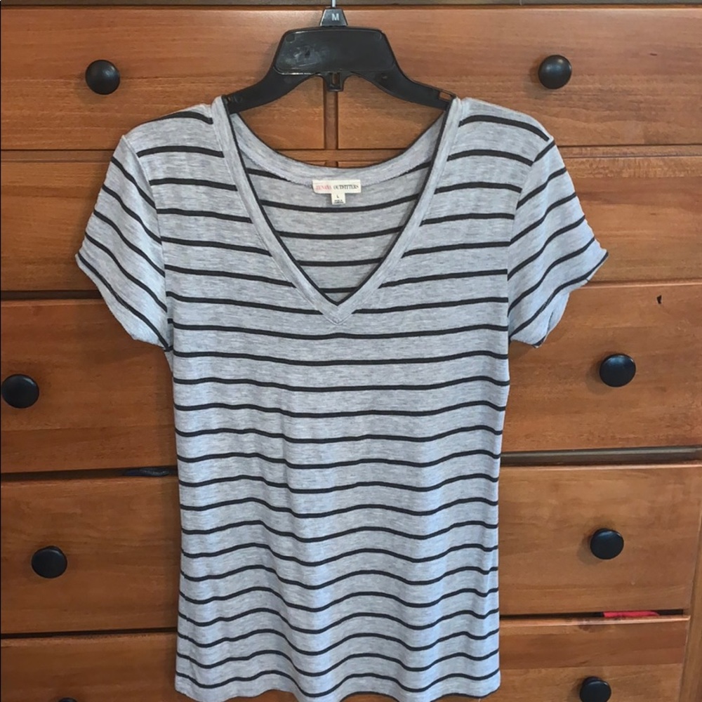 stripped v-neck
